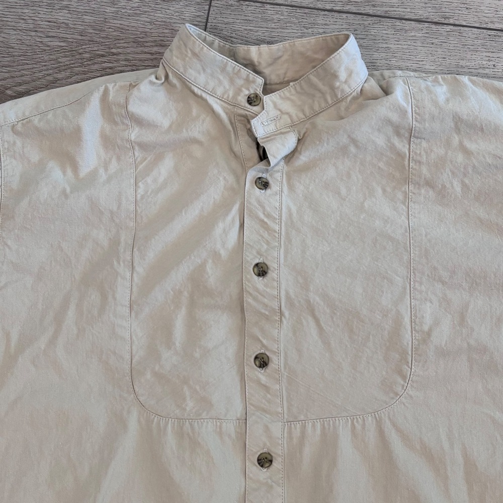 Frontier Classics Bib Front Shirt Mens XL Tan Khaki Cotton Western Band Collar - Picture 2 of 7
